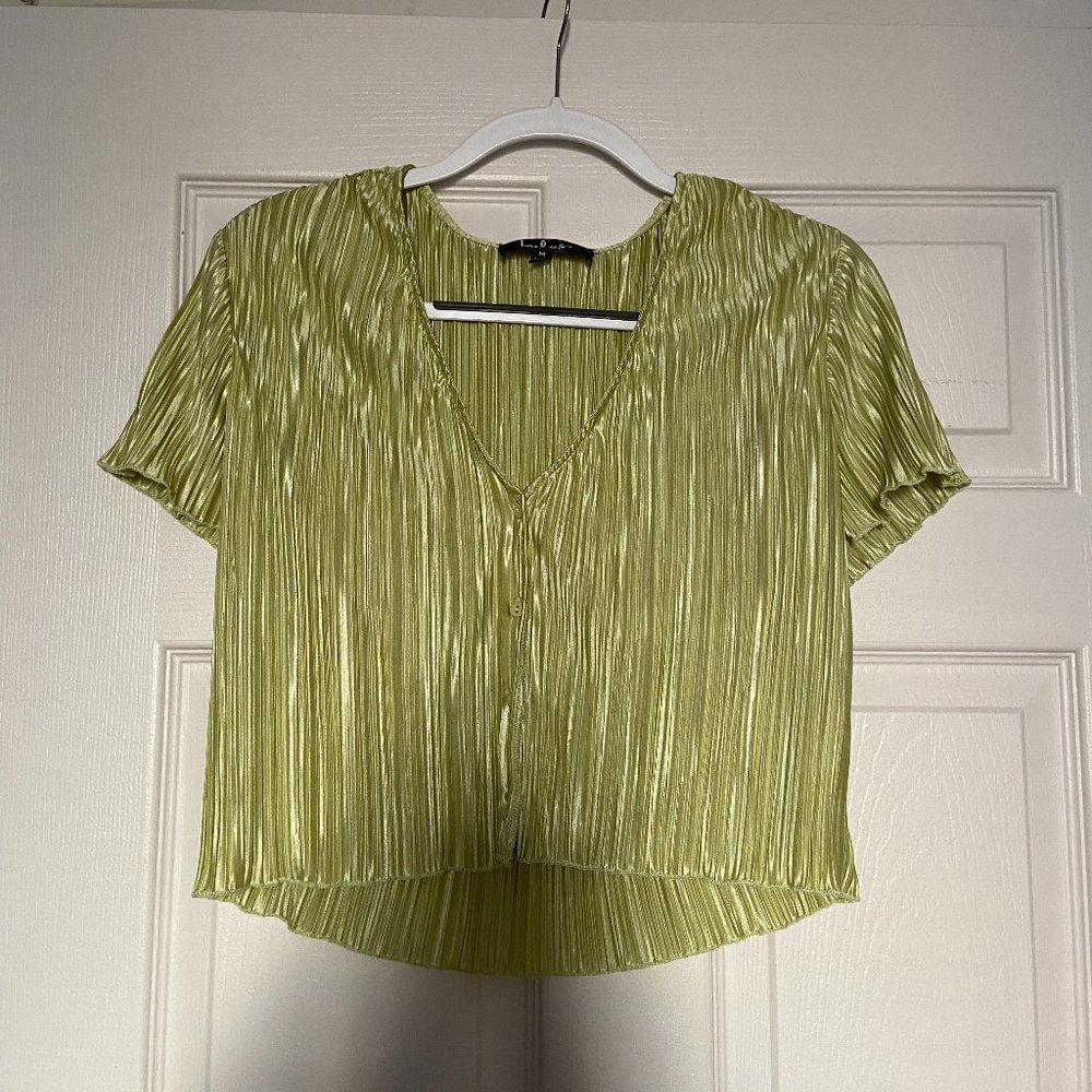 Lime Green Pleated Cropped Top